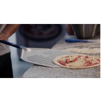 1200mm Aluminium Square Perforated Pizza Peel - Black Handle