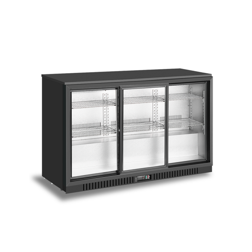 Atosa Three Door Underbench Chiller, Black, Sliding doors