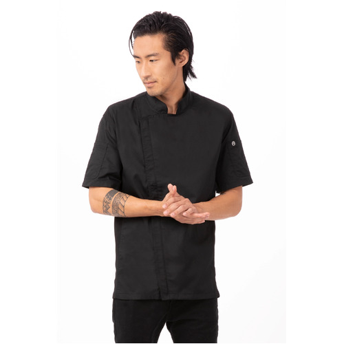 Springfield Black Chefs Jacket Short Sleeved with Zipper
