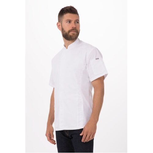 Bristol White Chefs Jacket, Hidden Metal Snaps, Men's